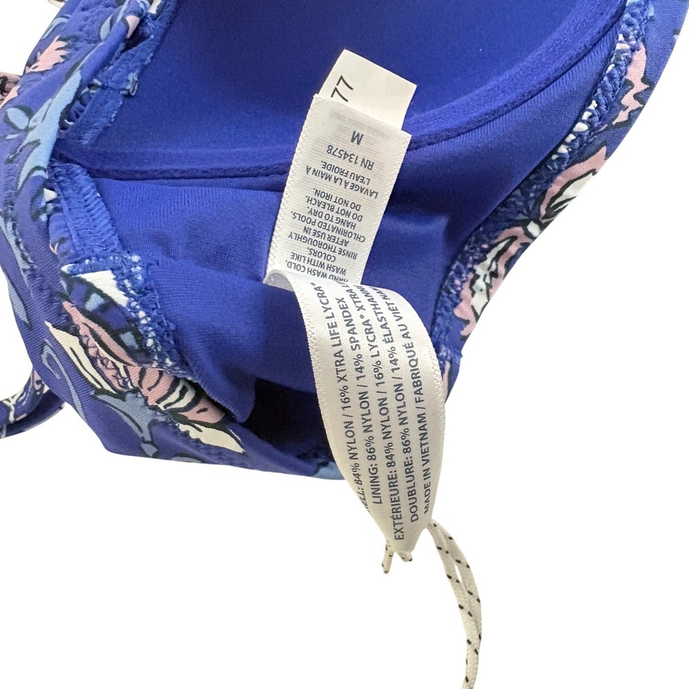 Vineyard Vines Women Blue Floral Ruffle Bikini Set High Waist Ocean Reef M NWT - Picture 5 of 6